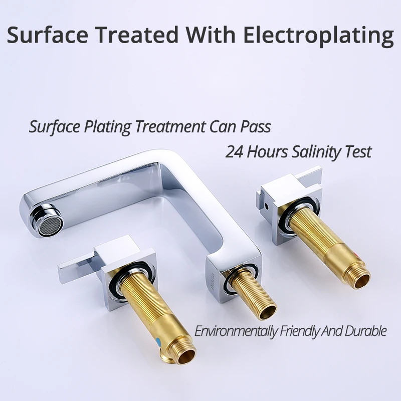 Desrin современный двойной квадрат ручка Ванная комната хромированный кран смеситель горячей и холодной воды бассейна кран 2 шт./компл. Ванна раздельный кран