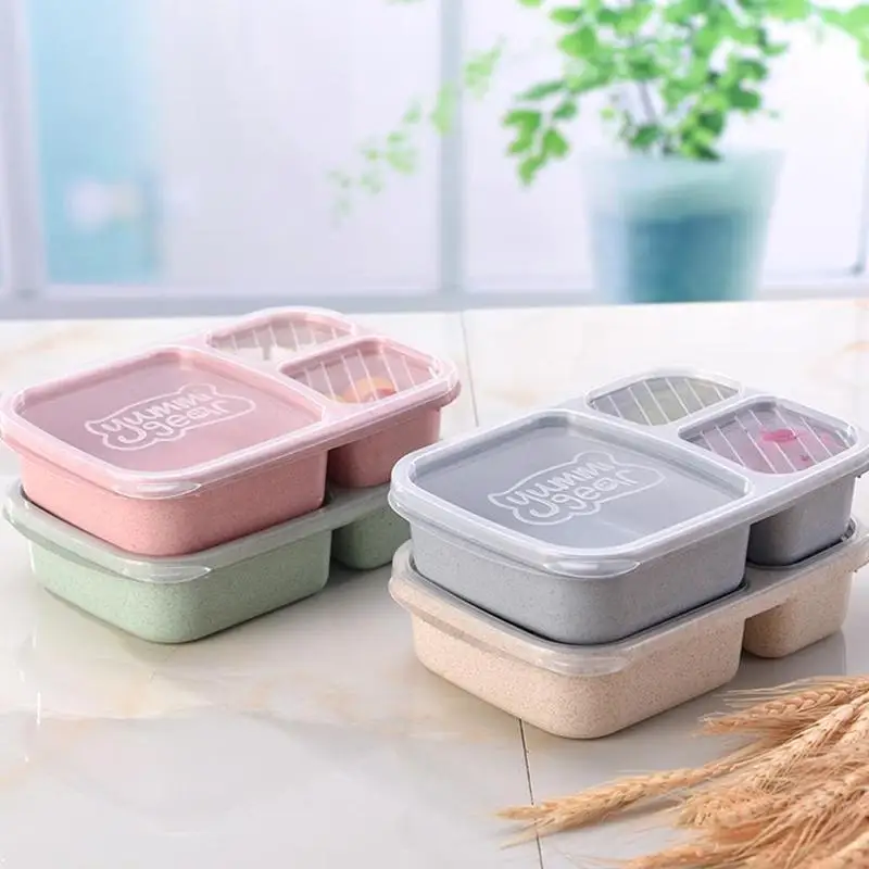 Пшеничное волокно+ PP микроволновая печь Bento Ланч-бокс барбекю еда фрукты контейнер многоразовые переносной ящик для хранения для детей студентов рабочих