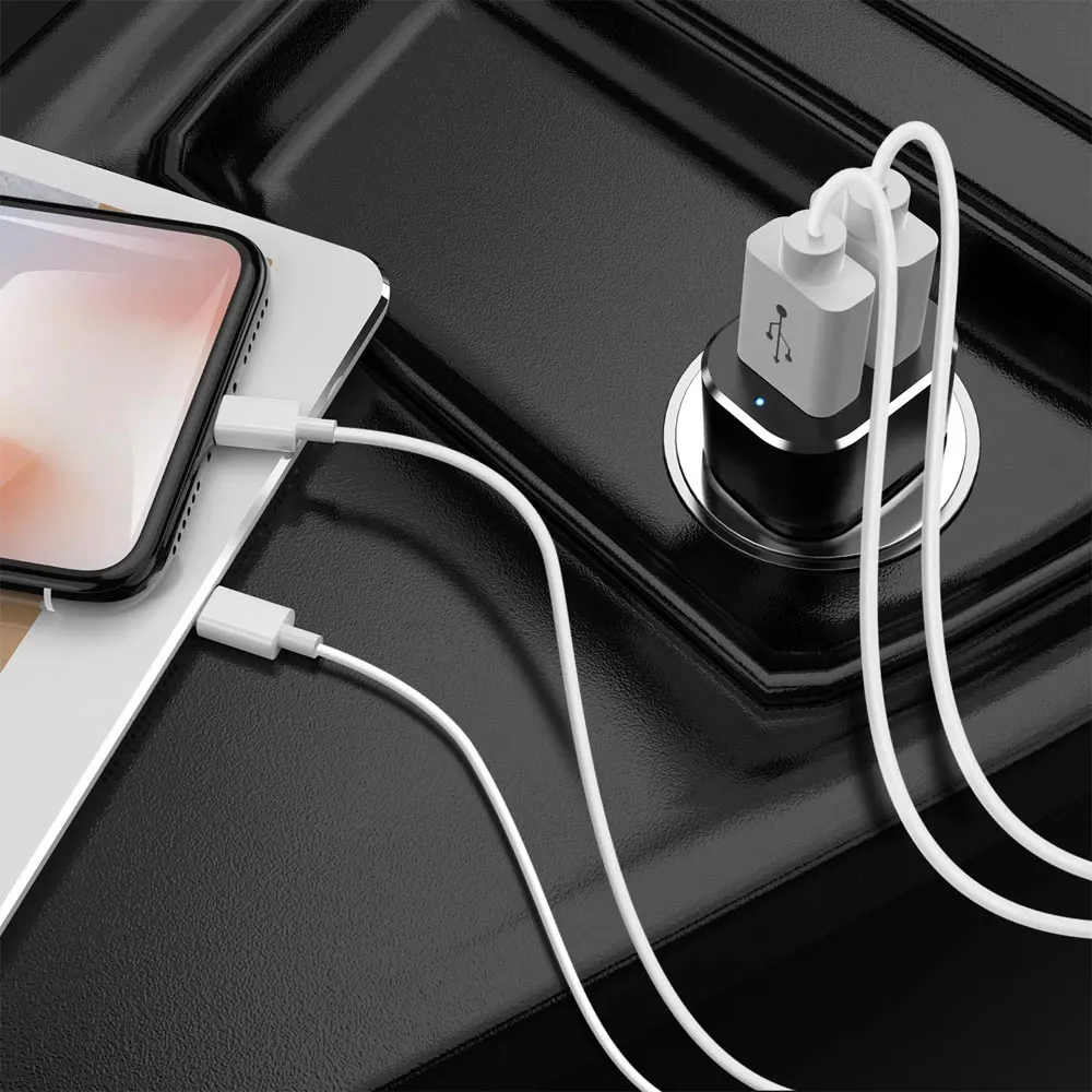 DSYCAR 1 шт. USB Автомобильное зарядное устройство Быстрая зарядка быстрое двухпортовое быстрое автомобильное зарядное устройство совместимо со всеми устройствами IOS Android смартфоны