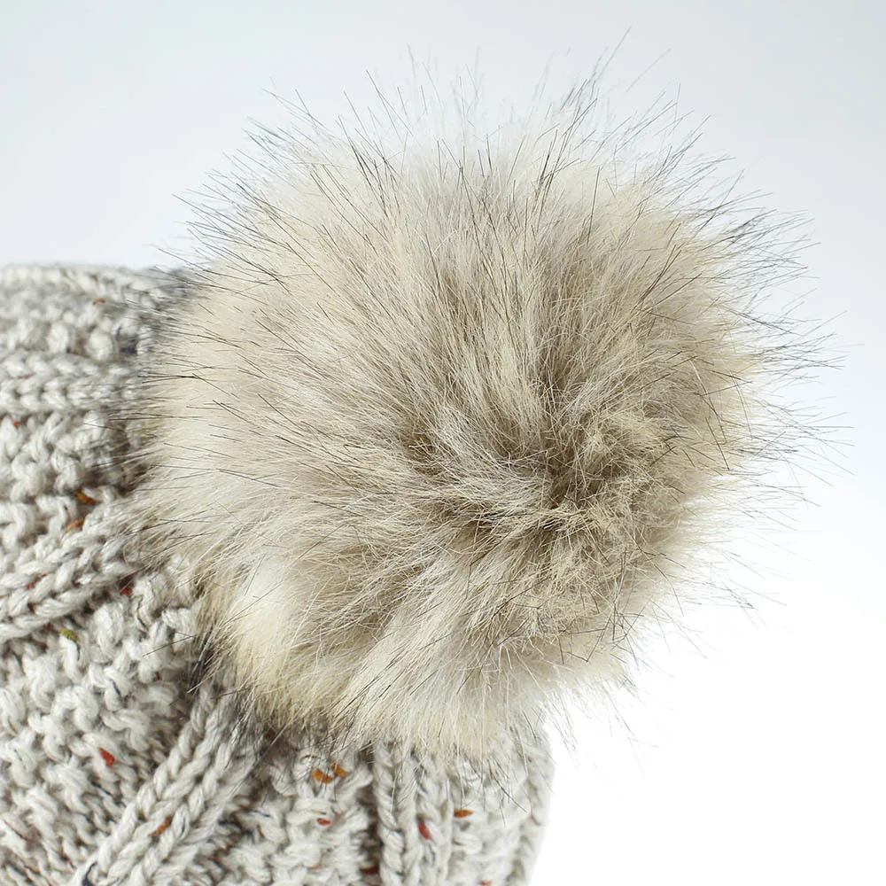 Новинка, модные шапки Skullies Beanies, зимние шапки для женщин, толстая вязаная теплая шапка, женская меховая шапка с помпонами, шапка для девочек