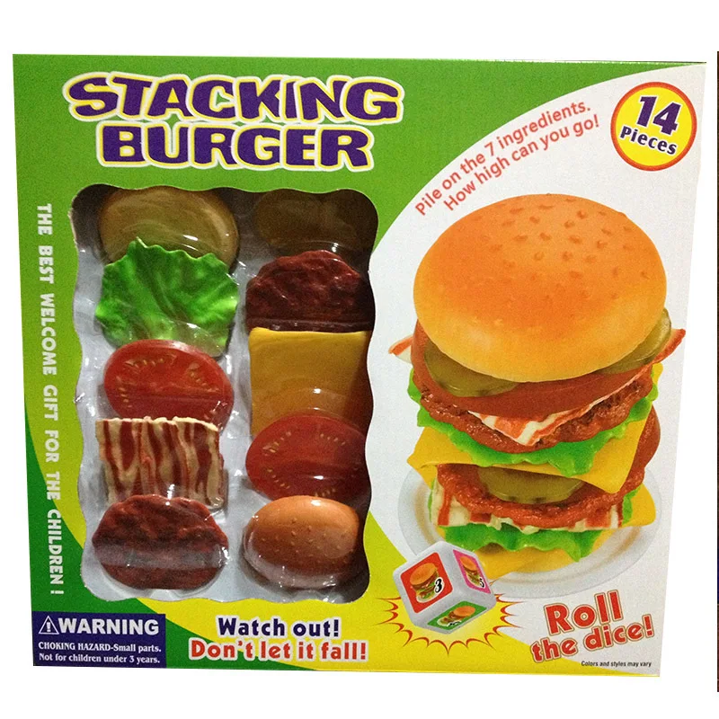 

New Style Toy Bricks Pro Hamburger Tilting Hamburger Stack-up Tabletop Game Parent And Child Interactive Educational