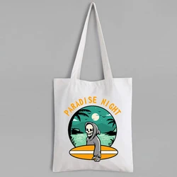 Aloha Beaches Canvas Bag Custom Shopping Bags Fashion Eco Friendly Funny Shopping Bags Cartoon Book Tote Bag Cute