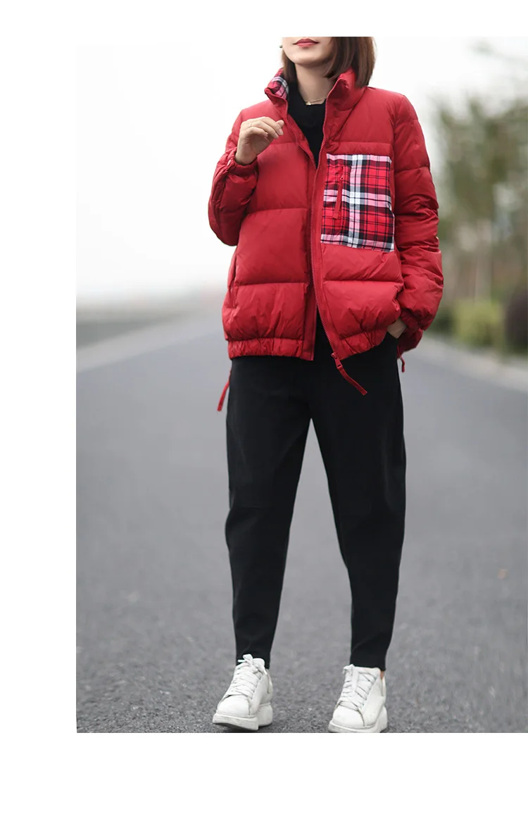Зимние корейские стеганые пуховые пальто, модные Универсальные новые свободные женские клетчатые пуховые пальто на молнии с карманами