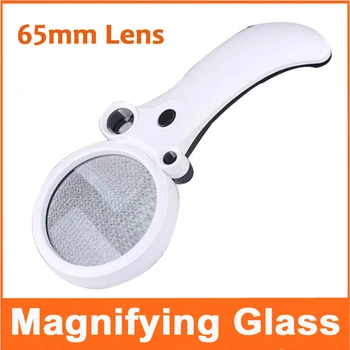 

2.5X 25X 55X 65mm LED Illuminated Handheld Educational Reading Jewelry Magnifying Glass Toys Magnifier Loupe with UV Light Lamps
