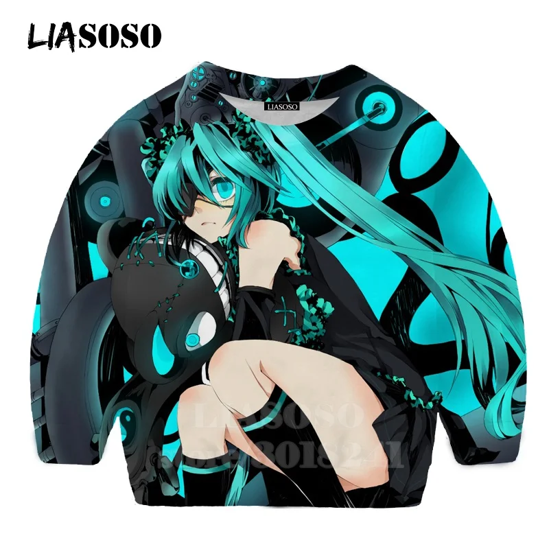 LIASOSO детей толстовки 3D принт аниме девочка Hatsune Толстовка Miku в уличном стиле для детей мальчиков и девочек Повседневное Топ для маленьких детей, свитер для подростков B174-21 - Цвет: 11