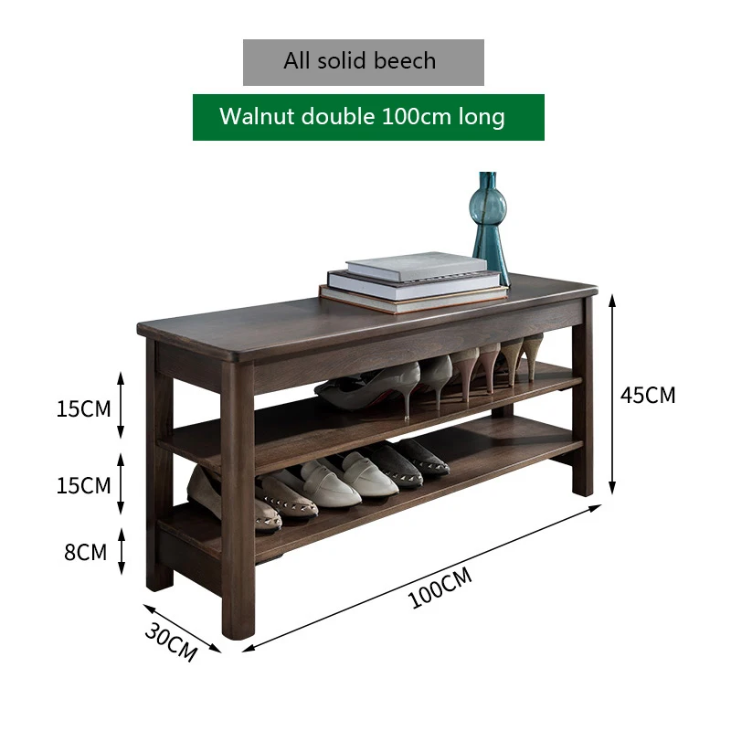 Walnut beech Hu xiaotao Североевропейский домашний стул для обуви из твердой древесины - Цвет: Walnut beech