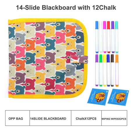 14 slide bear set Детские игрушки для рисования портативный мягкий мел доска рисованная книга волшебная ручка раскраска доска для рисования для детей подарок - Цвет: 14 slide bear set