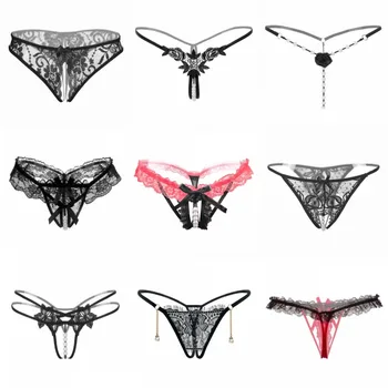 

Random 10pcs Sexy embroidered mesh yarn ladies thong transparent perspective woman temptation T pants G-String set dropshipping