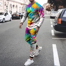 

2021 Fashion 3D Hoodie Set Men's Sweatshirt Jogging Funny Harajuku Print Set Unisex Sportswear Pants