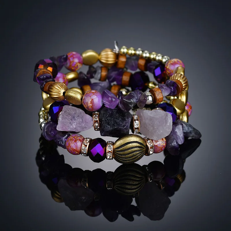

purple Multi Layered Bracelets&Bangles For Women Handmade Bohemian Bracelets Charm Friendship Beads Crystal Bracelet BT200273