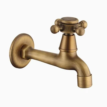 

Antique Brass Decorative Faucet Wall Mounted Kitchen Bathroom Single Faucet Tap Single Cold Water