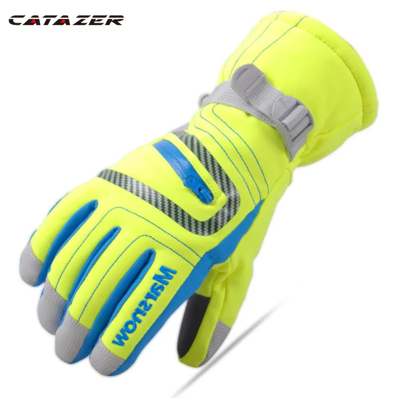

Catazer Men Women Children Ski Gloves Waterproof Warm Cycling Hockey Gloves Winter Sports Skiing Snowboard Gloves