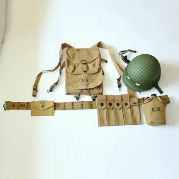 

WW2 US army Soldier M1 Helmet Thompson Magazine M36 Belt 1928 Haversack Tool Bag SET MILITARY FIELD EQUIPMENT WAR REENACTMENTS