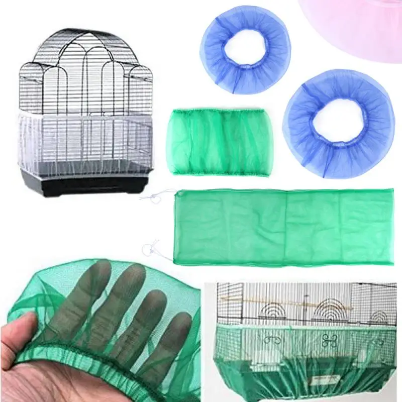 1pc New Bird Cage Cover Shell Skirt Net Easy Cleaning Seed Catcher Guard Accessories Airy Mesh Parrot |