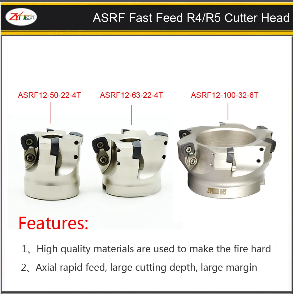 ASRF50/63/80/100 мм для SDMT120512 быстрой подачей, и он имеет высокую эффективность обдирки R4 R5 фрезерная головка, осевой подвергая механической обработке режущая головка