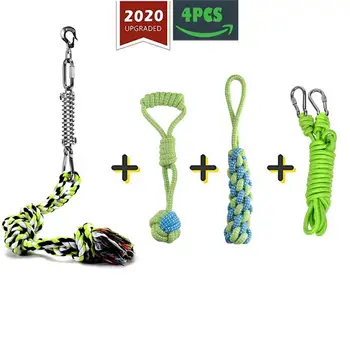 

Spring Pole Dog Rope Toys Outdoor Hanging Exercise Rope Pull Tug Of War Toy Chew Knot Toy For Dogs Of All Ages And Breeds 4PCS