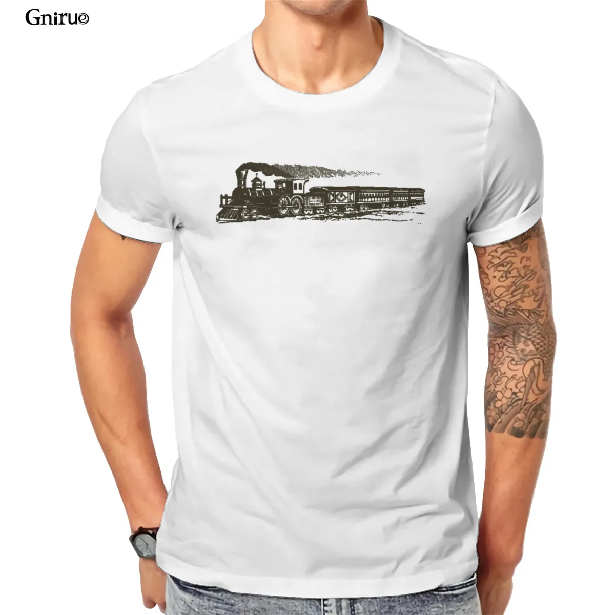 

Wholesale train Unisex Jersey T-Shirt Red Short Sleeve Vintage Aesthetic Men Clothing 103125