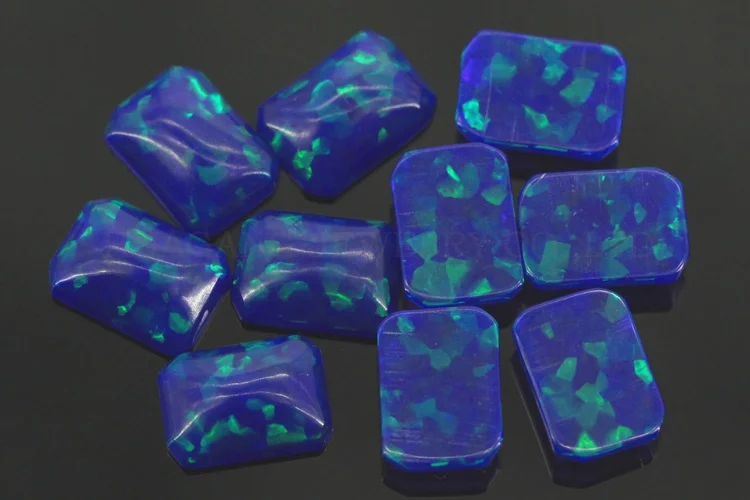 FI06 Opal Loose Stones Rectangle Shape Base Cabochon Created Opal Beads Semi-Precious Stones For Jewelry Making 3x5mm-10x14mm