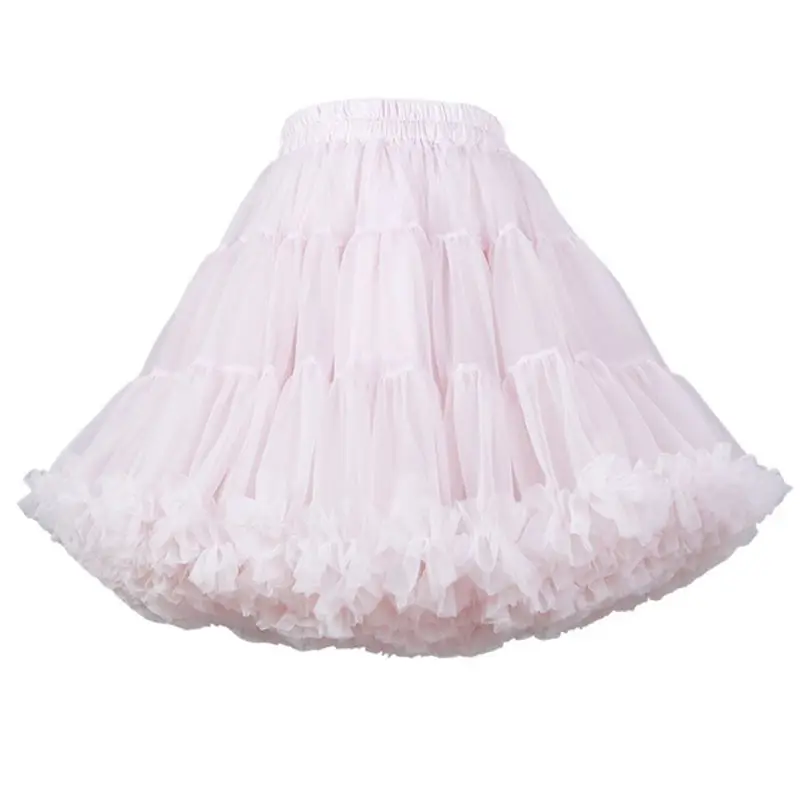 Пышная юбка-пачка в стиле Лолиты для женщин и девочек; вечерние балетные юбки с оборками - Цвет: Розовый