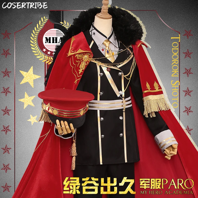 

Anime My Hero Academy Midoriya Izuku Military Uniform Cosplay Costume Full Set+Hat For Unisex Halloween Free shipping New 2019