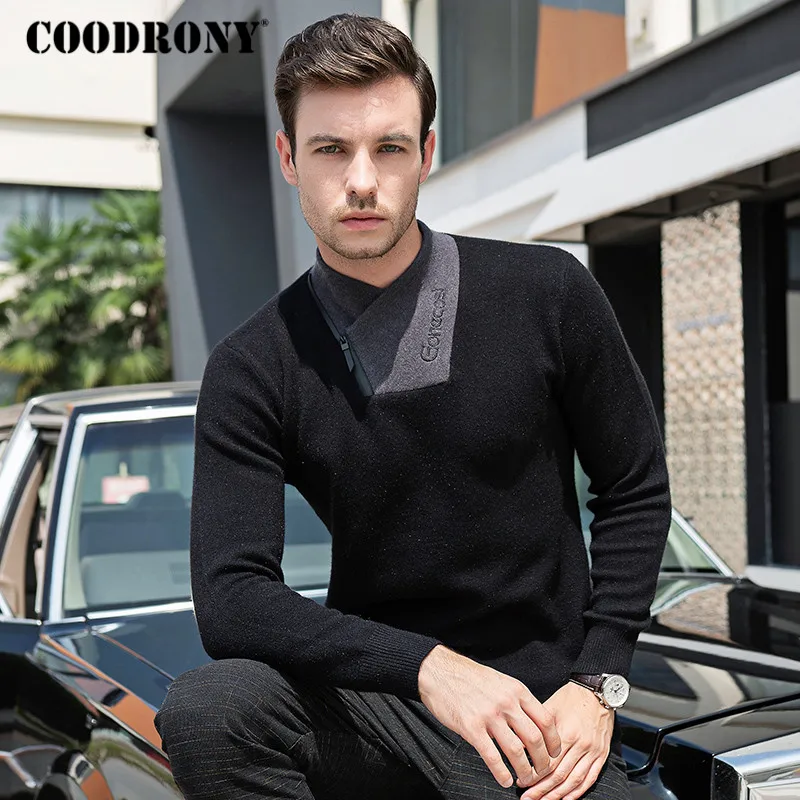 70% OFF COODRONY Brand Turtleneck Men Fashion Casual Pull Homme Autumn Winter Thick Warm Sweater Men Zipper Knitwear Jersey Hombre C1025