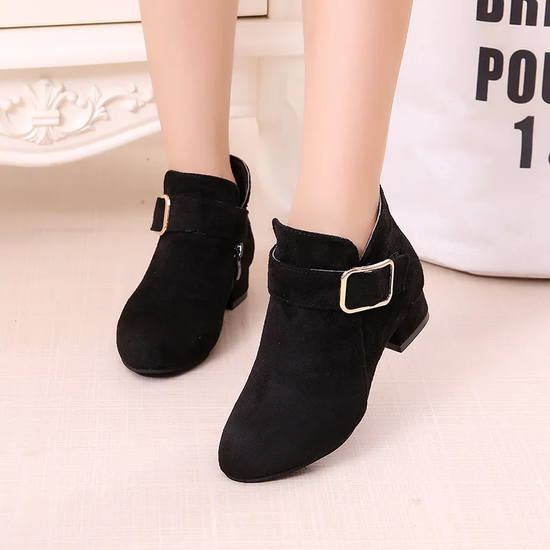 black plush 27-39 Осенняя детская обувь зимние сапоги модные теплые школьные сапоги для больших детей обувь для девочек 4 От 5 до 15 лет - Цвет: black plush