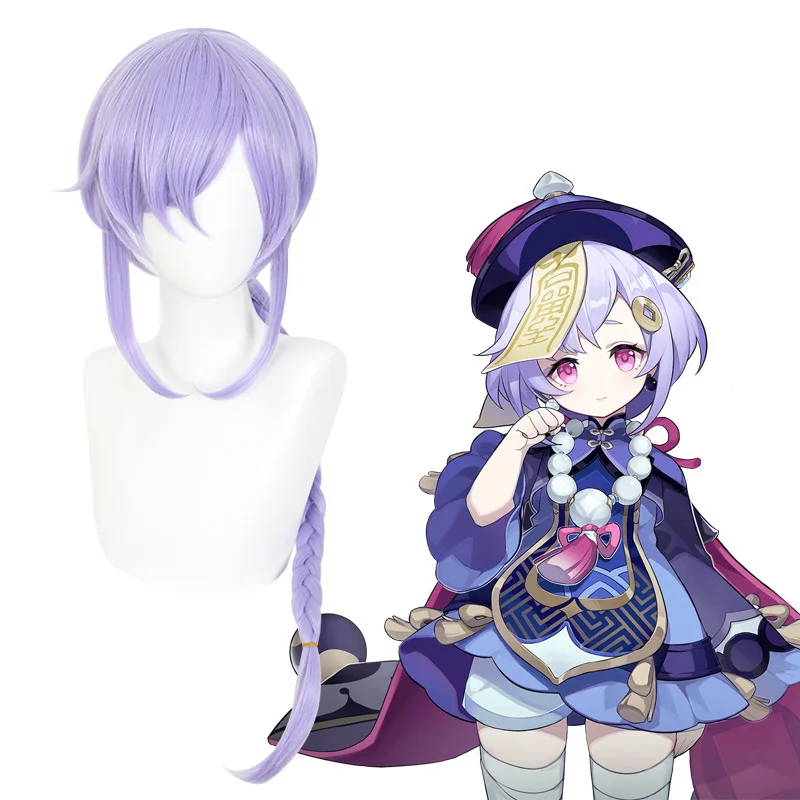 

Genshin Impact Cosplay Qiqi Women 75cm Long Light Purple Wig Cosplay Anime Cosplay Wigs Heat Resistant Synthetic Wigs Halloween