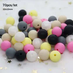 70Pcs Perle Silicone Beads 12mm Siliconen Kralen Teething Necklace Food Grade Mom Nursing DIY Jewelry Making Baby Teethers Bead