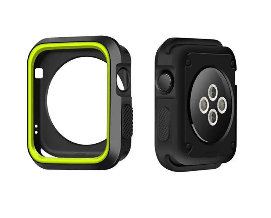 Мягкий силиконовый чехол двойного цвета для Apple Watch SE series 6 5 4 Cover 40 мм 44 Полная