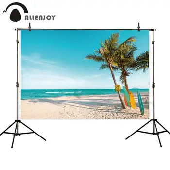 

Allenjoy photophone photography background summer tropical beach surf board tree blue sky sand backdrop photo studio photocall