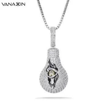 

VANAXIN Evil Eye Pendants Necklaces For Men Iced Out Cubic Zirconia Silver Color Pendants Punk Style Charms Jewelry Box Pack