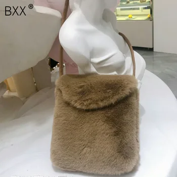 

[BXX] Brand Designer Crossbody Bags For Women 2020 Winter Velvet Warm Mini Shoulder Messenger Bag Female Handbags HI862