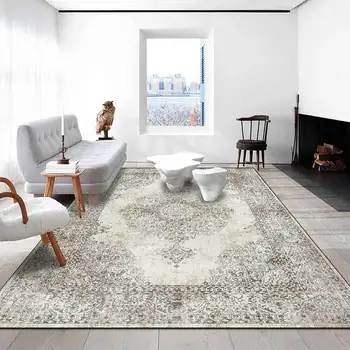 

Persian Palace Style Area Rugs Retro Red Grey Geometric Ethnic Living Room Sofa Table Non-Slip Floor Mat Bedroom Bedside Carpet