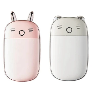

2pcs 10000MAh USB Rechargeable Hand Warmer with Sound Recorder - White & Pink