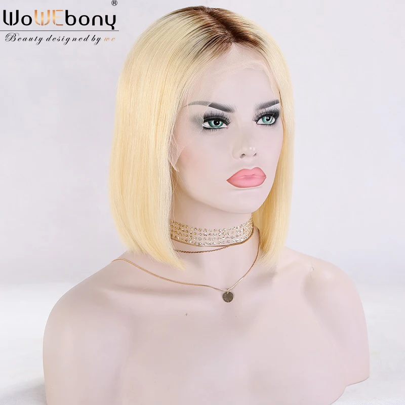 

613 Blonde Lace Front Wig 13x6 Straight Virgin Short Bob Lace Front Human Hair Wigs Brazilian Virgin Pre Plucked 150 Density