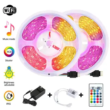 

LED Strip Lights Smart RGB Strips 32.8ft Music Sync Color Changing Rope Tape Lights Indoor Outdoor APP+IR Remote+WiFi Connect