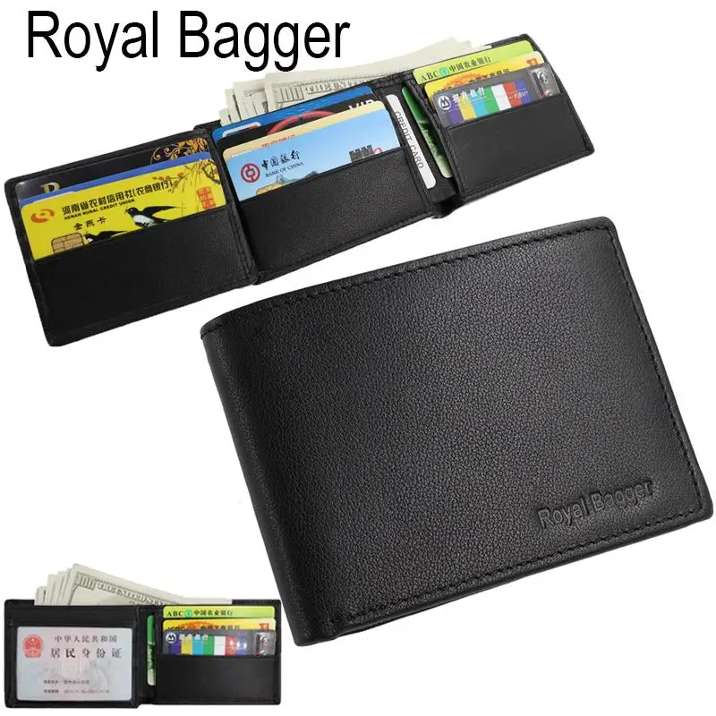 Black Royal Bagger, супер хит, Италия, натуральная коровья кожа, зажим для карт, карман, короткий кошелек для мужчин, Бизнес Стиль, Повседневный, модный кошелек, мужские сумки - Цвет: Black