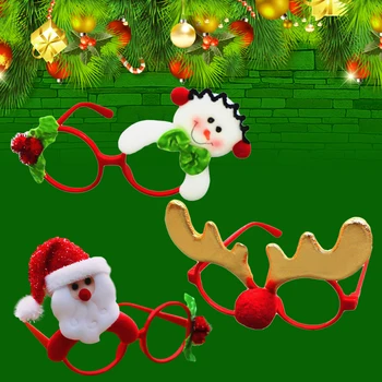 

Besegad 2 Kids Cute Merry Christmas Frame Glasses Novelty Santa Claus Elk Deer Decorative Eyeglasses Photography Props Ornaments