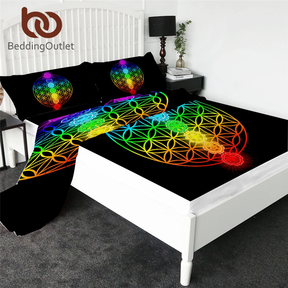 Beddingoutlet Chakra Bed Sheet Set Tema Zen Dilengkapi Lembar Colorful Datar Lembar 4pcs Bunga Hidup Tempat Mandala Drap De Lit Lembar Aliexpress