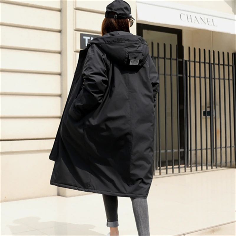 Одежда из хлопка Женская длинная куртка с капюшоном Bf Зима Новая утепленная плюс хлопок теплая Пара хлопковая одежда Tide H00873