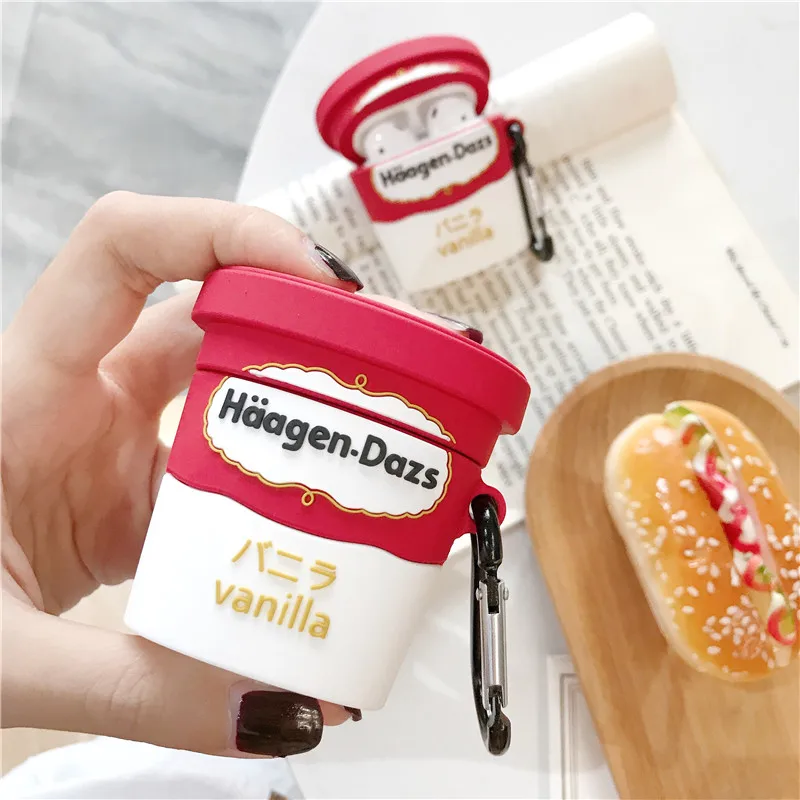 

3D Haagen Dazs Ice Cream Ice Cream Box Skin Headphone Cases For Apple Airpods 1/2 Silicone Protection Earphone Cover Accessories