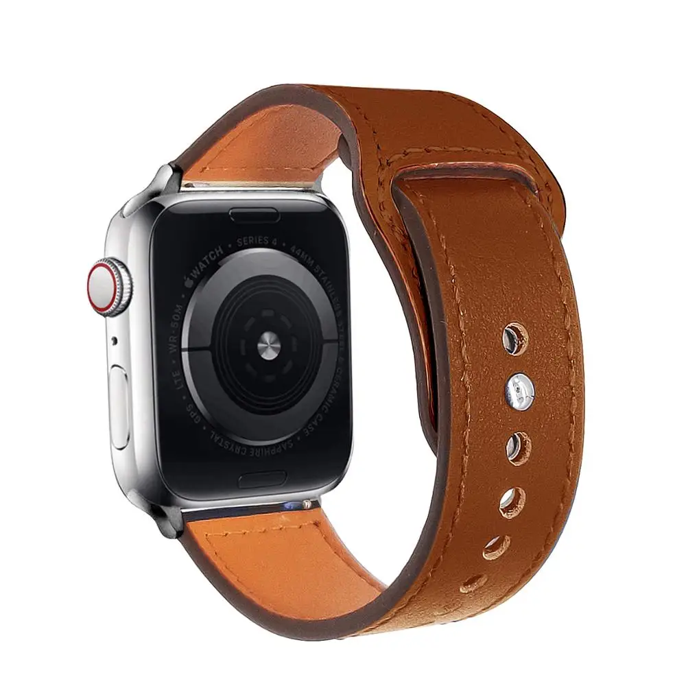 Кожаный ремешок для apple watch, ремешок 42 мм, 38 мм, версия петля ремешок для наручных часов iwatch, Версия 44 мм 40 мм 5/4/3/2/1 браслет аксессуары - Цвет ремешка: Brown