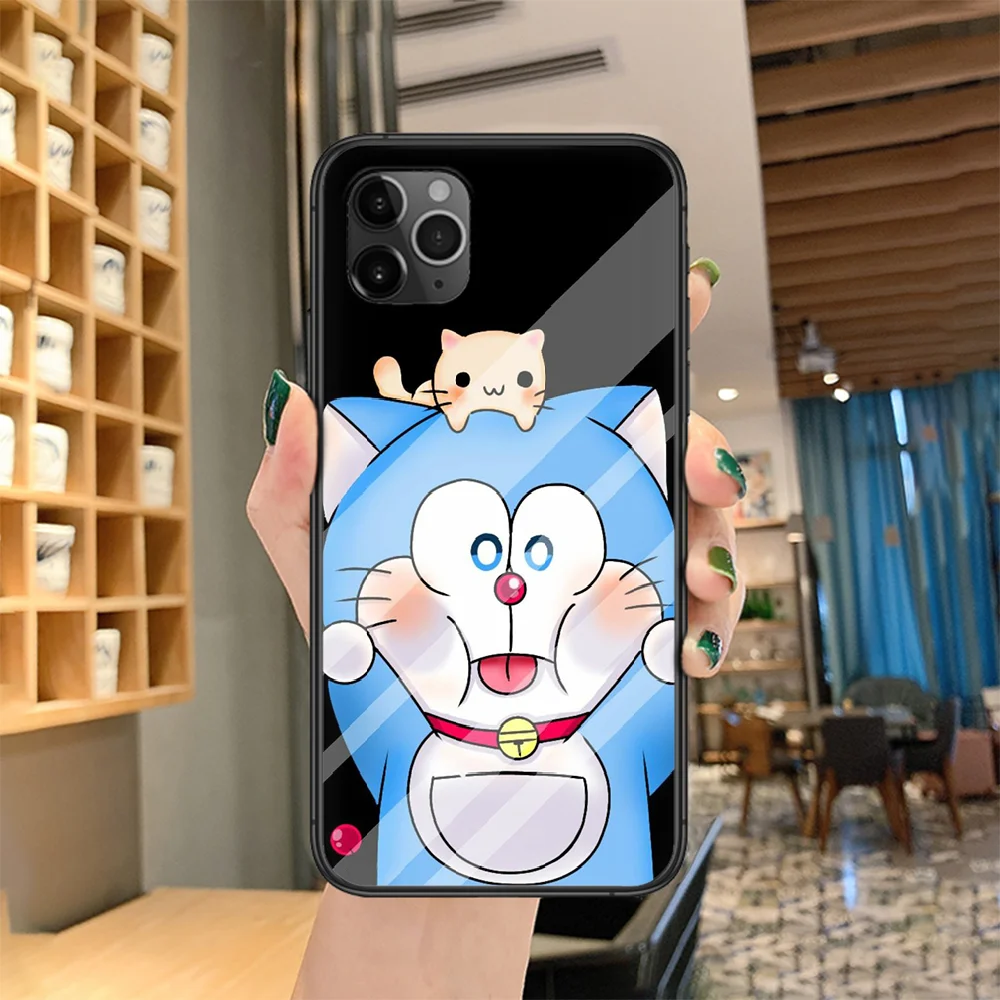Blue Cat Doraemon Anime cartoon Phone case For iphone 4 4s 5 5S SE 5C 6 6S 7 8 plus X XS XR 11 12 mini Pro Max 2020 black