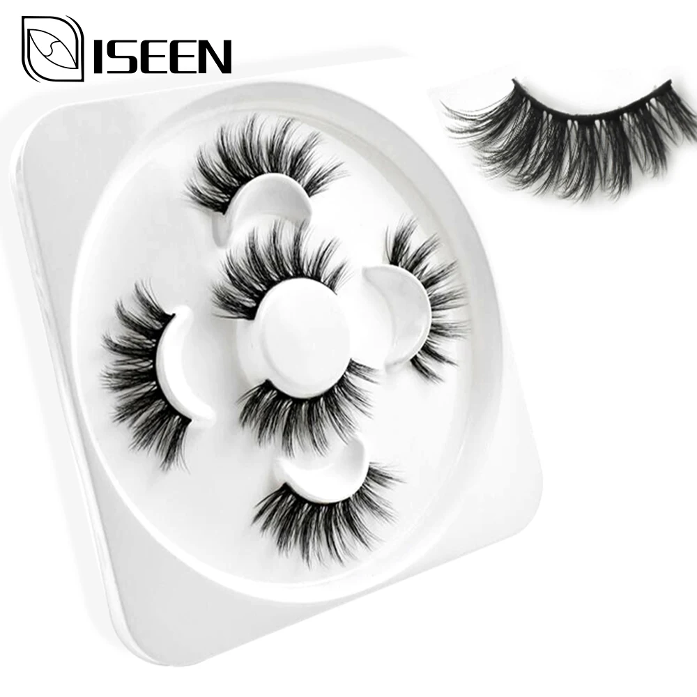 

ISEEN 3D False Eyelashes 3 Pairs of Faux Mink Eyelashes Makeup handmade eyelashes Thick cross eyelashes