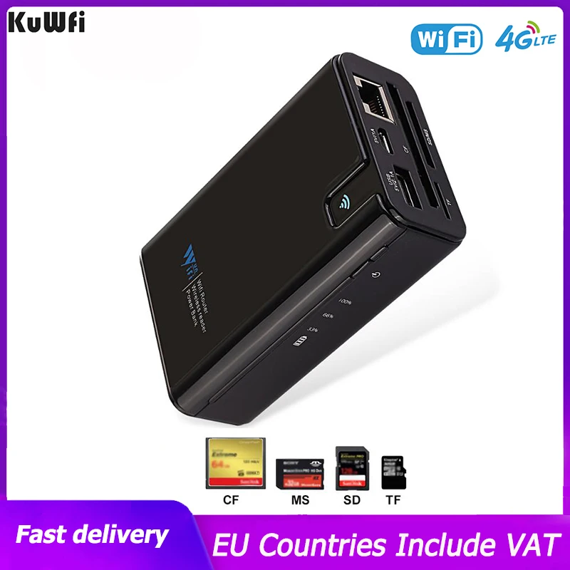 Kuwfi Wireless Data Share Power Bank Wireless Ap Wifi Router Sd/tf/cf