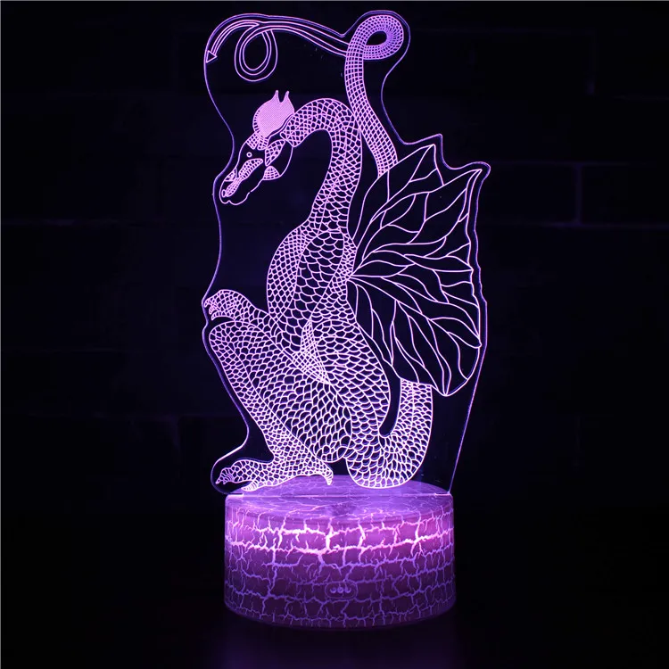 Ночники светодиодные в виде динозавра 3D лампа милая игрушка подарок 7 цветная