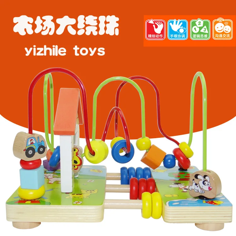 Manufacturers Direct Supply yi know joy Wooden Farm Large Bead-stringing Toy Children'S Educational Early Childhood Toy