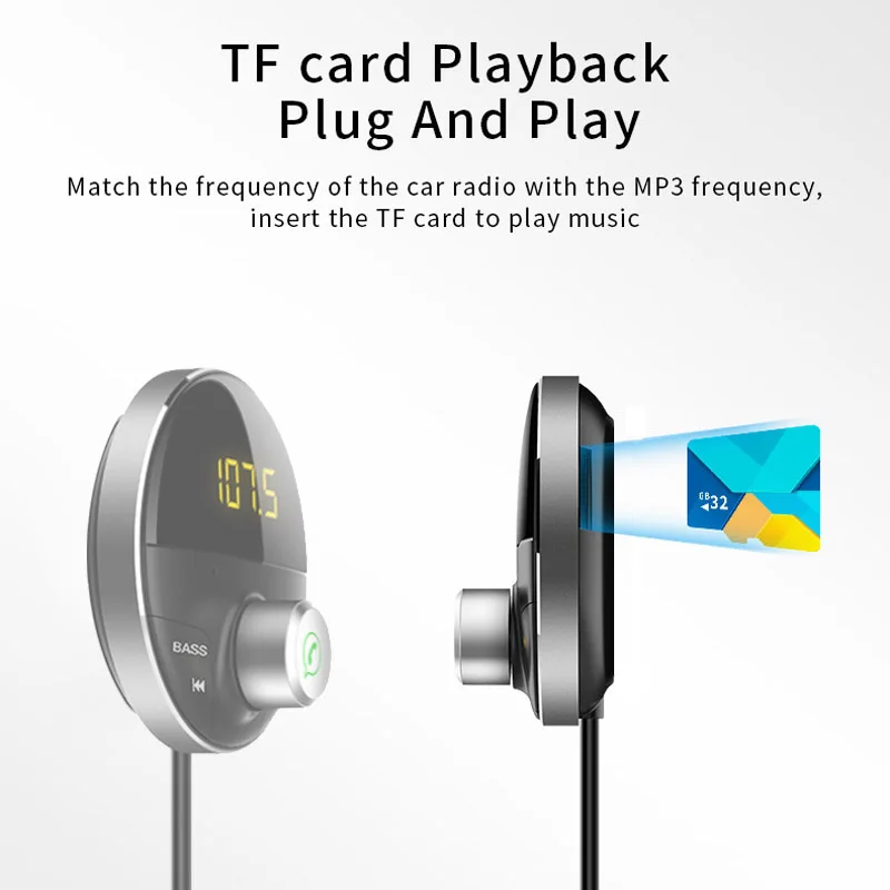 JaJaBor Bluetooth 5 0 Handsfree Car Kit 3 мм разъем AUX аудио mp3 плеер беспроводной fm передатчик АВТО