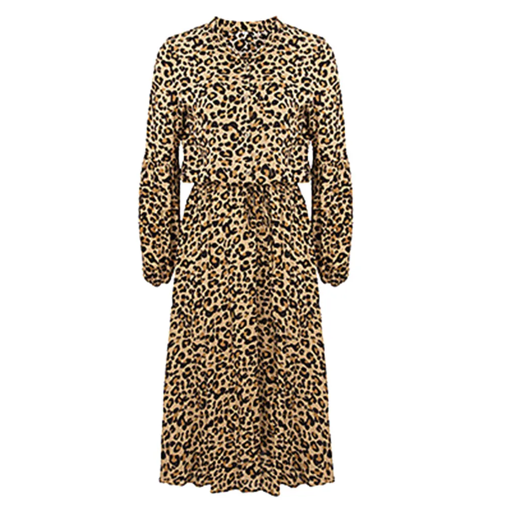 Robe hiver femme sukienka, Женское зимнее платье, простое леопардовое платье с длинными рукавами, зимнее платье размера плюс, vestidos ropa mujer