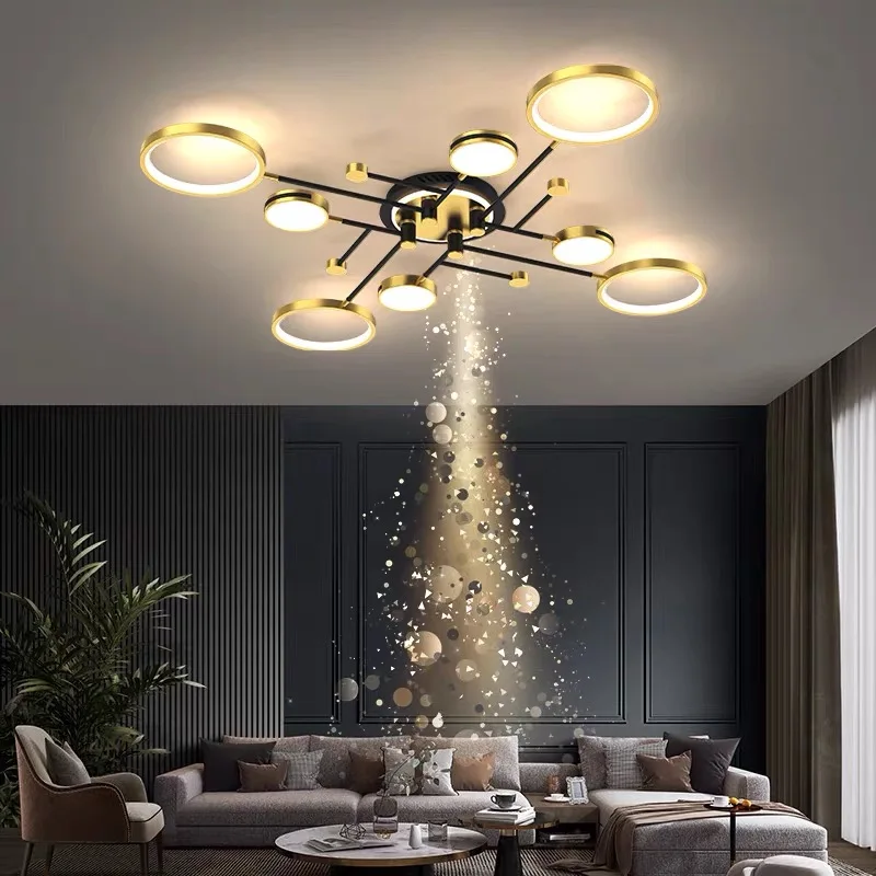 

New Modern LED Chandelier Lighting With Remote Control For Living Room Bedroom Gold Frame Dropshipping Indoor Fixture Lustres